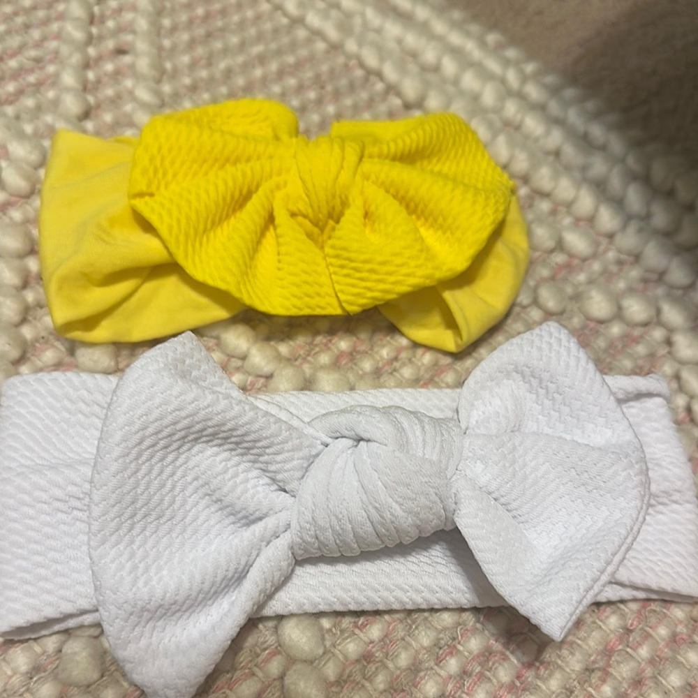 Yellow and White Kids Headband Set